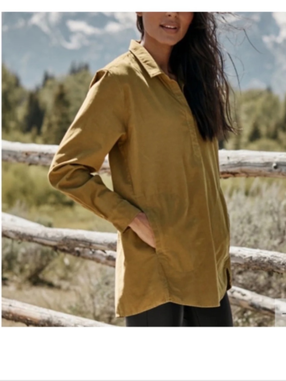 Garnet Hill Feather-Wale Corduroy Tunic with Pockets in Tobacco Brown